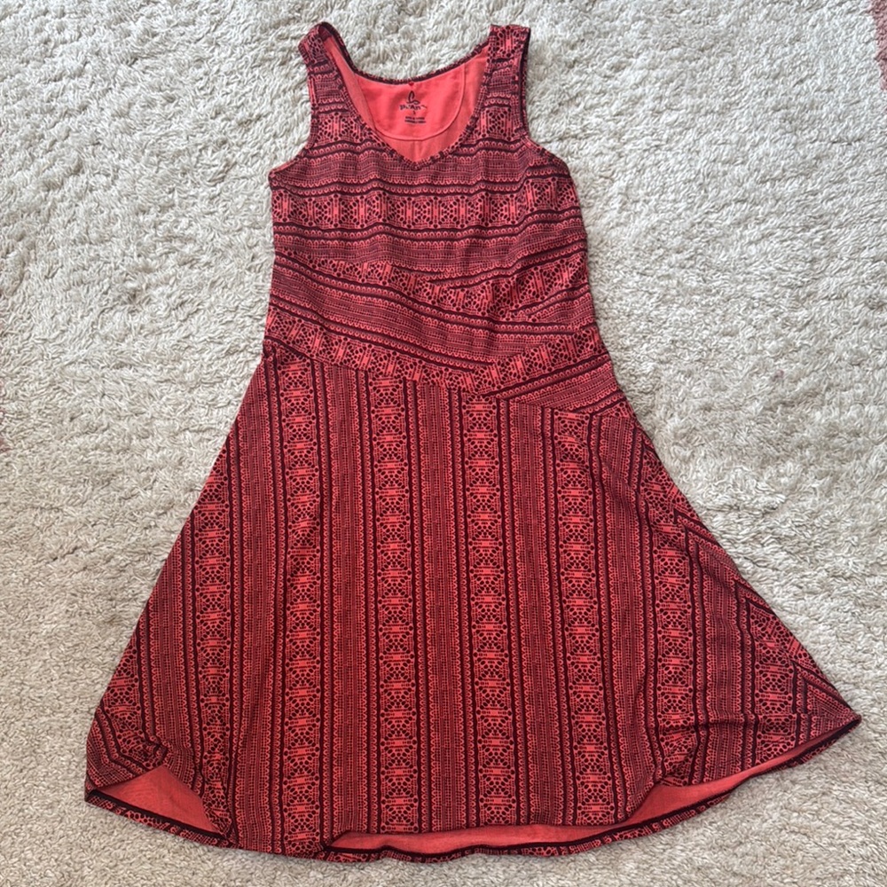 Prana Red A-Line Sundress Scoop Neck Sleeveless